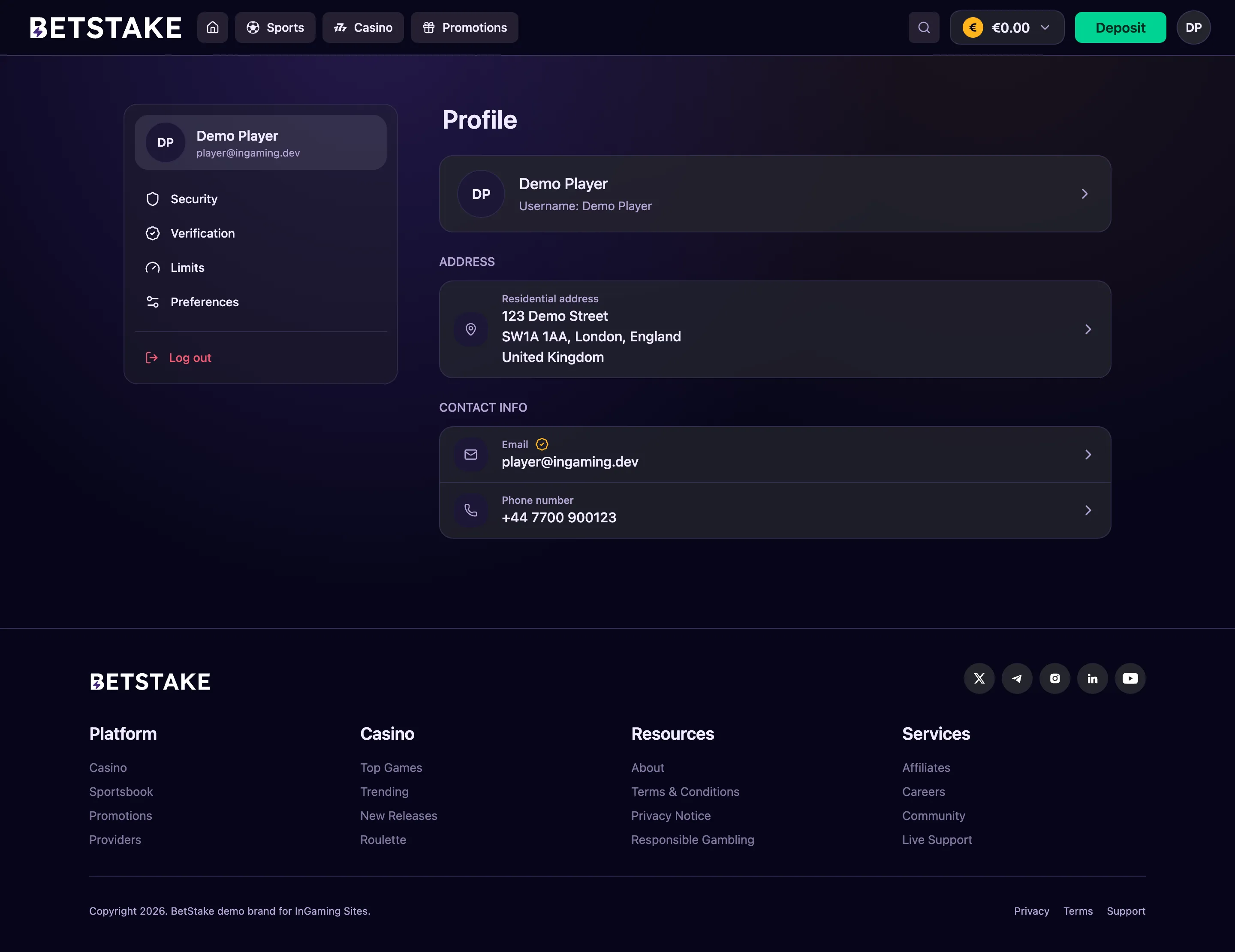 BetStake account entry and profile-related flow direction